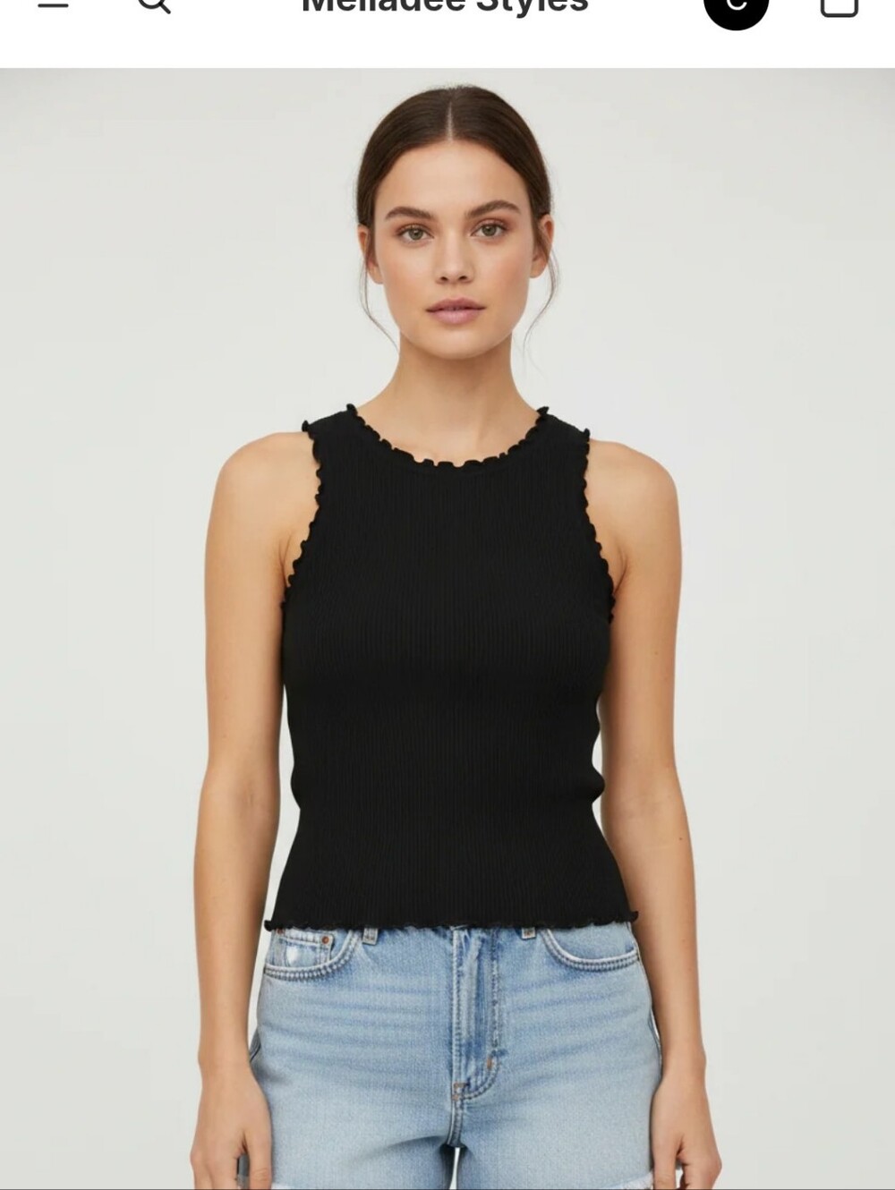 FREE PEOPLE Intimately Black Ruffled Trim Sleeveless Tank